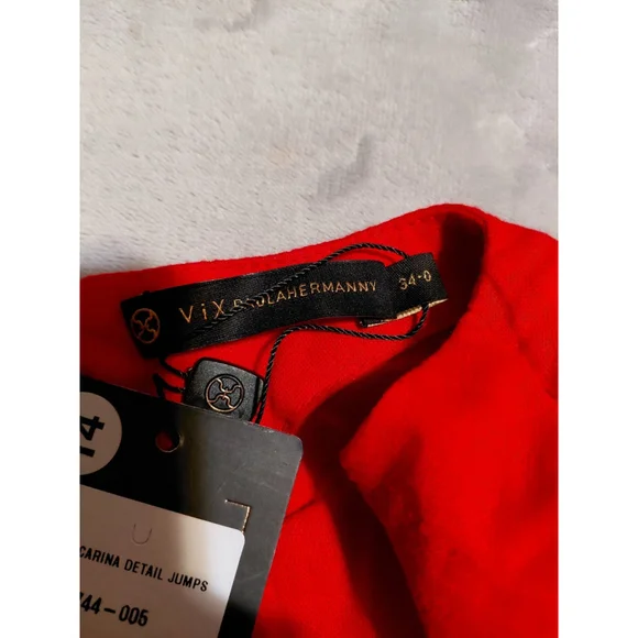 VIX Paula Hermanny Carina Red Lace up Resortwear Beach Vacation Jumpsuit Size 0 - Picture 10 of 13